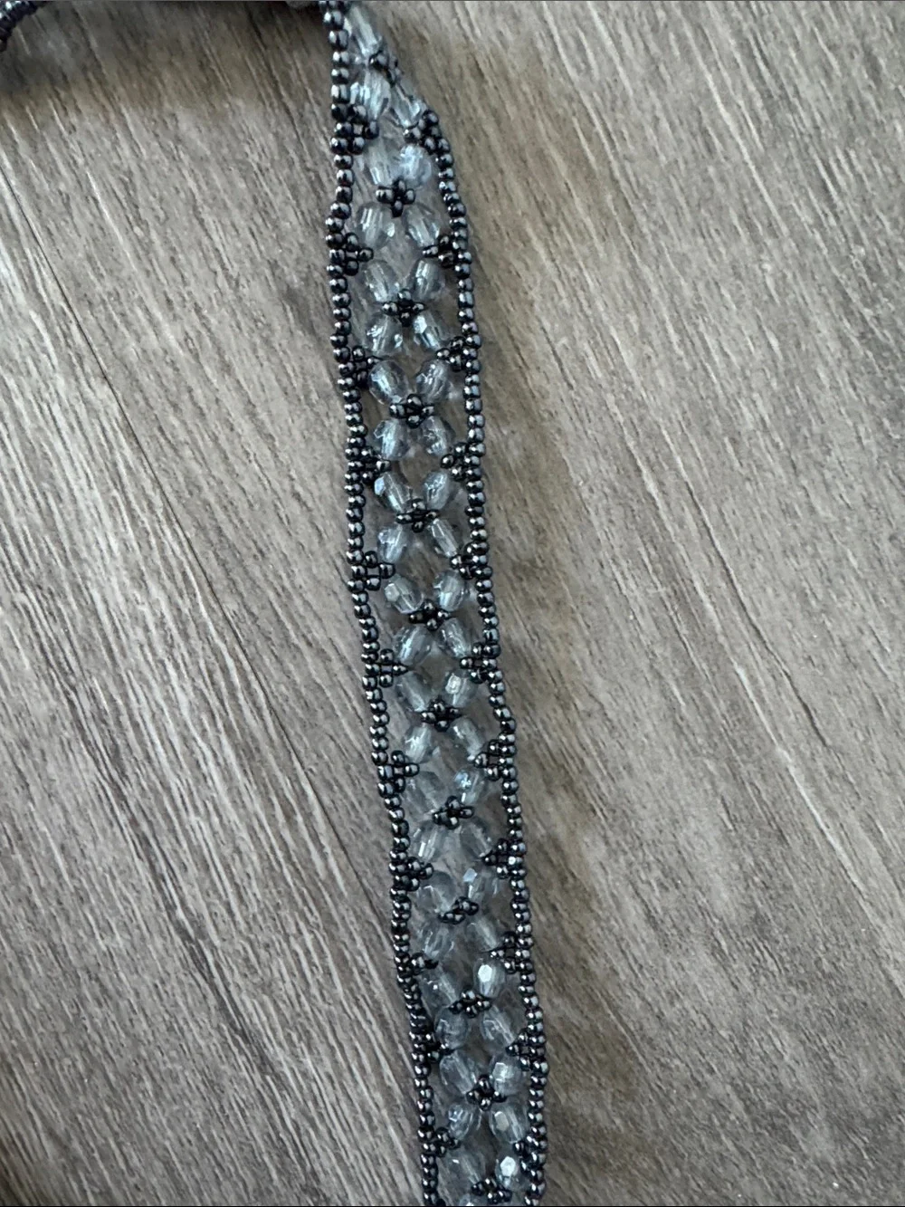 Purplish Gray Metallic Evening Mini Bag with Beaded Strap - Picture 4 of 6